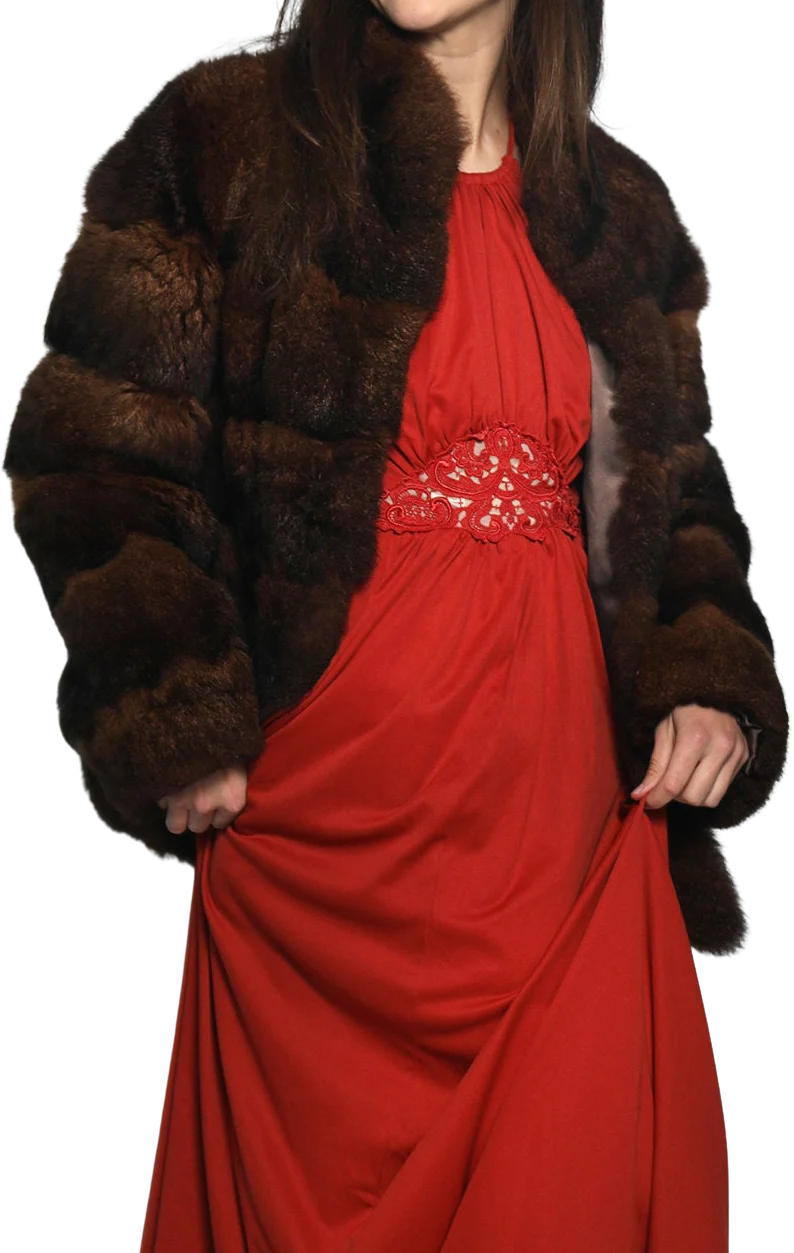 Vintage Possum Fur Coat Chubby Jacket by Irene Sargent 70s Glam Formal Evening Wear Short Large by Irene Sargent
