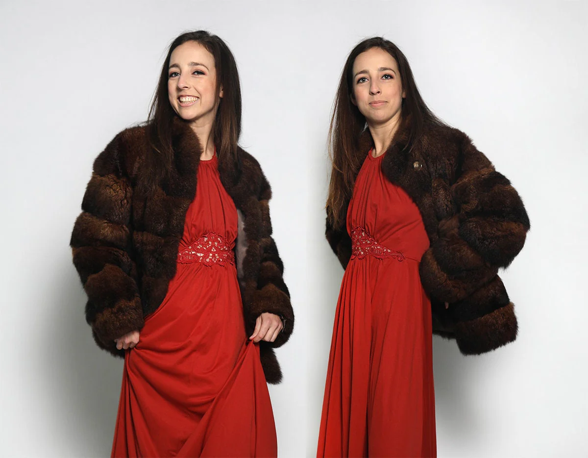 Vintage Possum Fur Coat Chubby Jacket by Irene Sargent 70s Glam Formal Evening Wear Short Large by Irene Sargent - Image 3