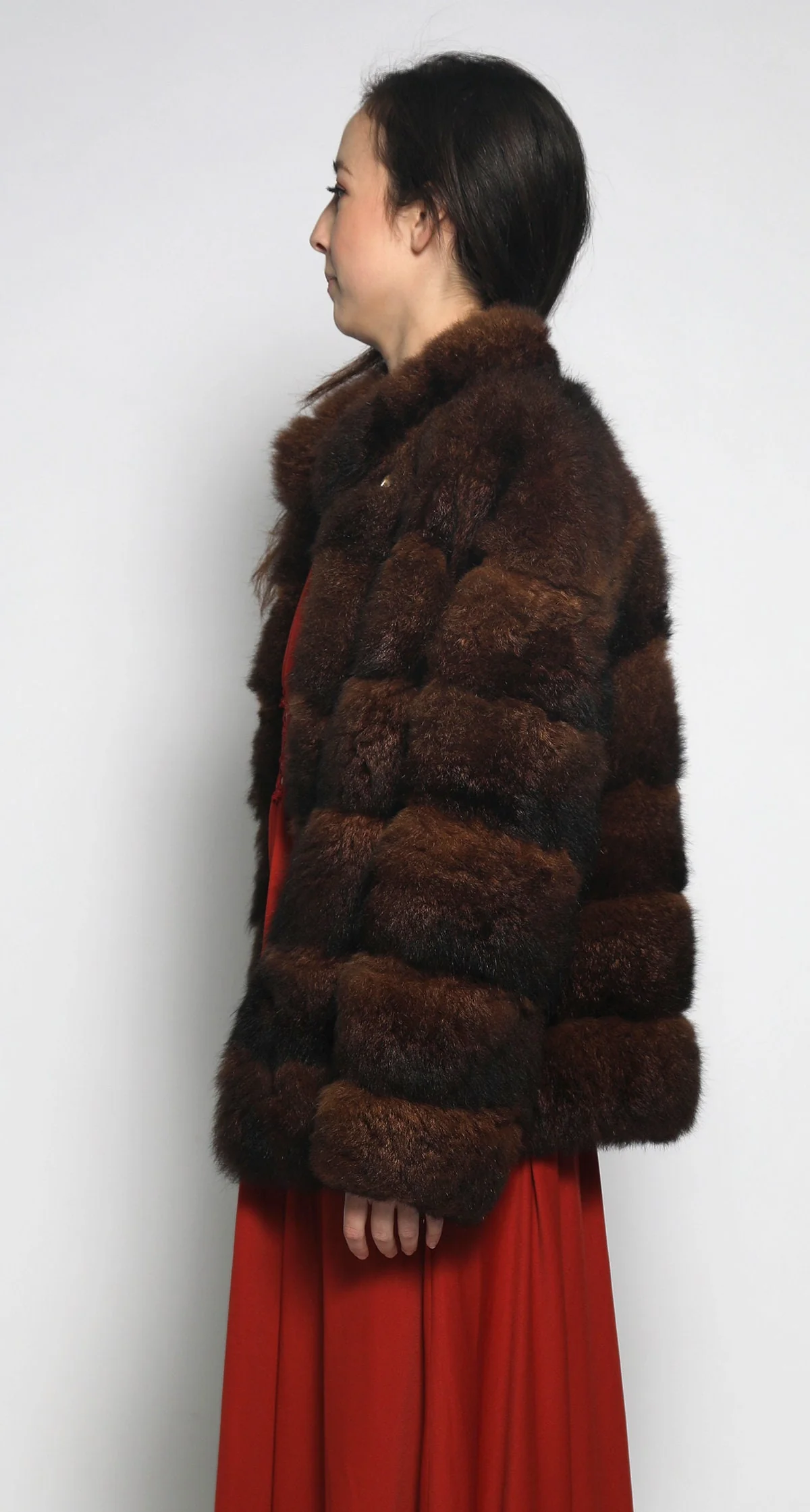 Vintage Possum Fur Coat Chubby Jacket by Irene Sargent 70s Glam Formal Evening Wear Short Large by Irene Sargent - Image 4