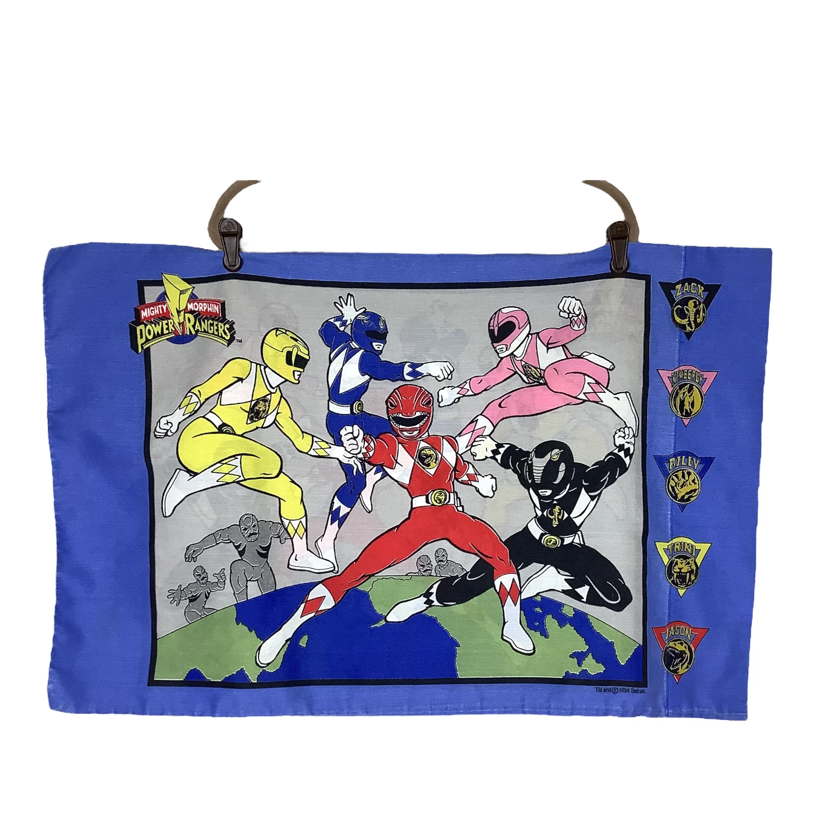 Vintage Power Rangers Pillowcase 90s Tv Double Sided Print 1994 Saban 29. 5x19. 5 by Saban - Image 3