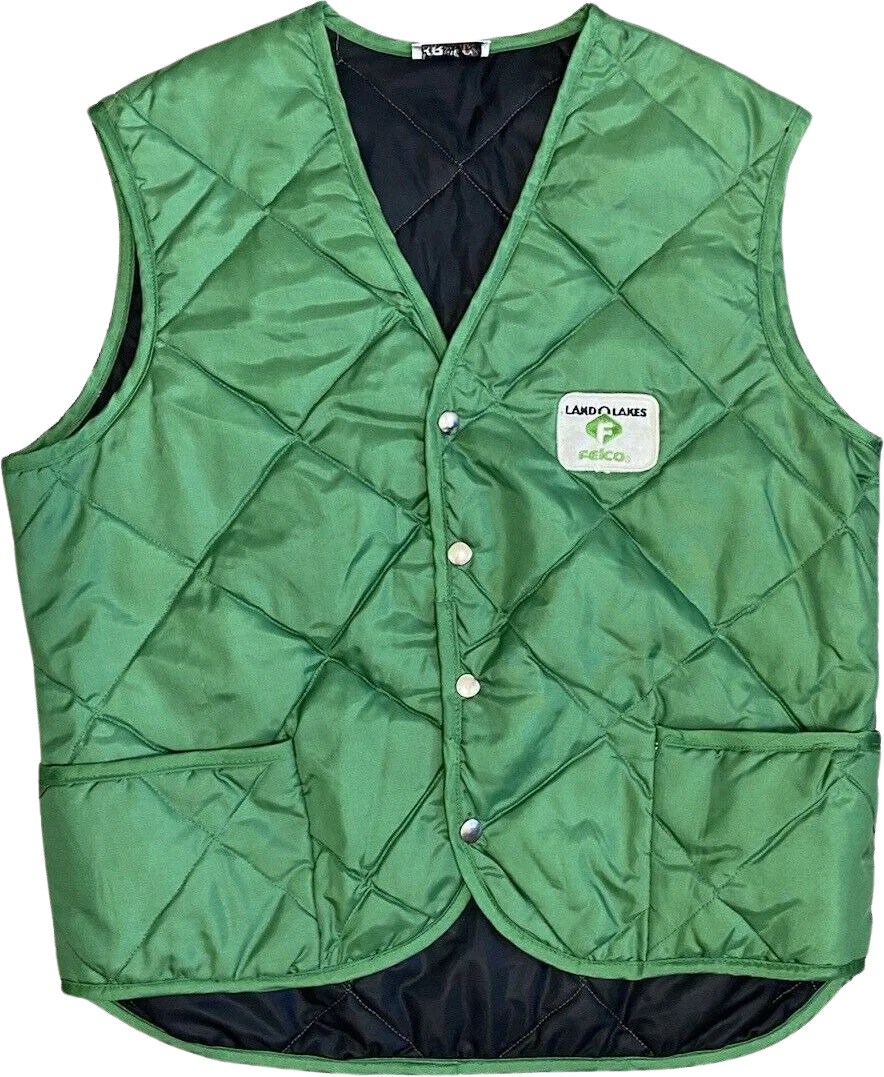 Vintage Puffer Quilted Vest Farm Chore Usa Large Lined Snaps Land O Lakes Patch by Land O Lakes