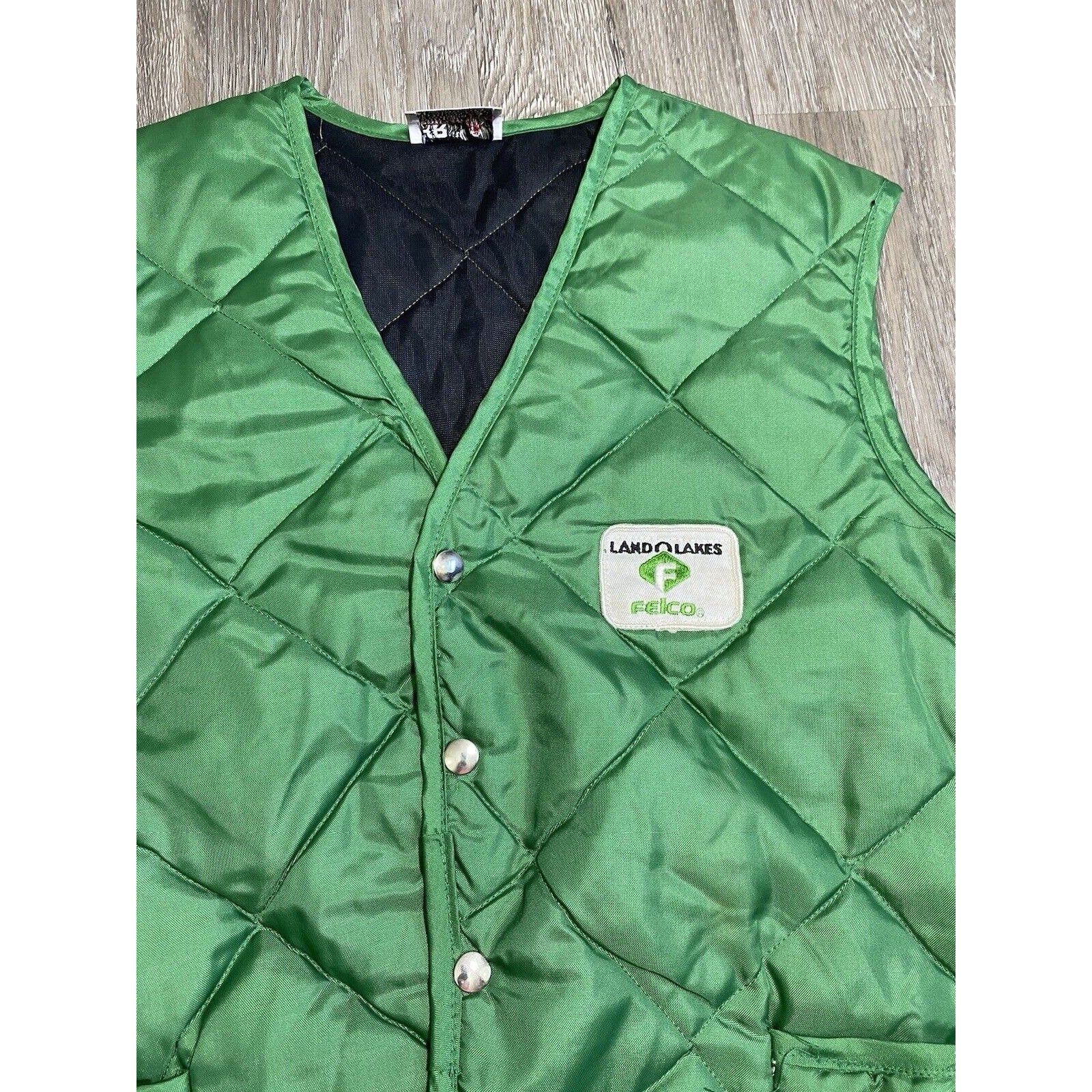 Vintage Puffer Quilted Vest Farm Chore Usa Large Lined Snaps Land O Lakes Patch by Land O Lakes - Image 2