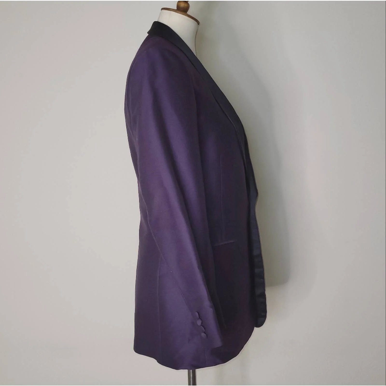 Vintage Purple Single-Breasted Blazer with Black Lapel by Chosen Singapore by Chosen - Image 3