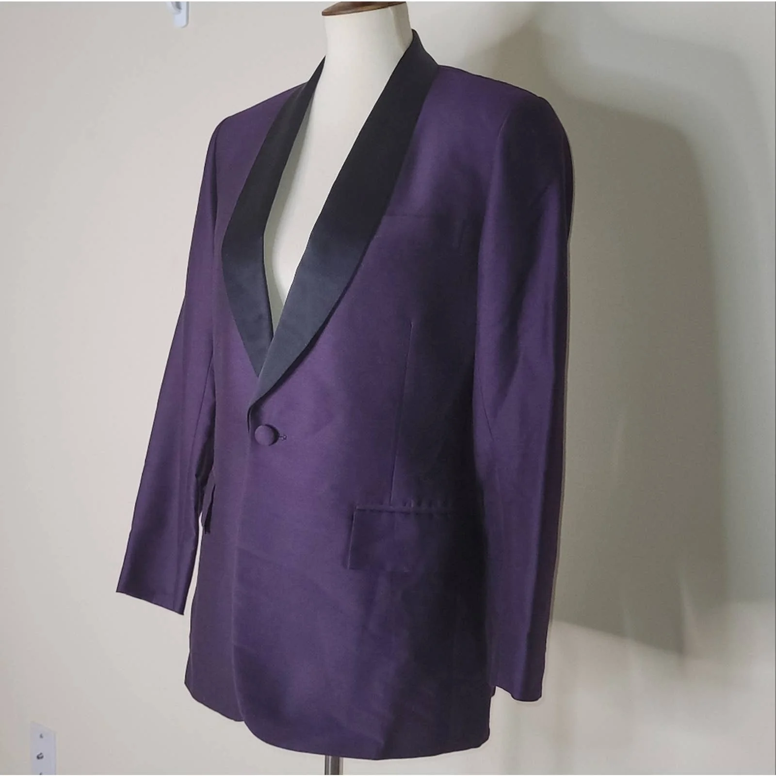 Vintage Purple Single-Breasted Blazer with Black Lapel by Chosen Singapore by Chosen - Image 4