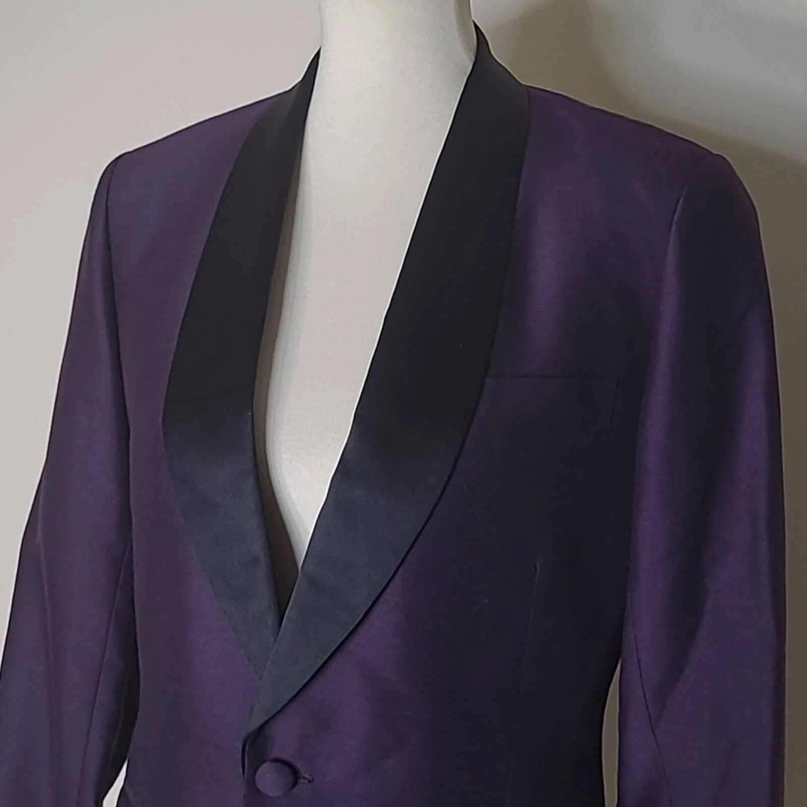 Vintage Purple Single-Breasted Blazer with Black Lapel by Chosen Singapore by Chosen - Image 7