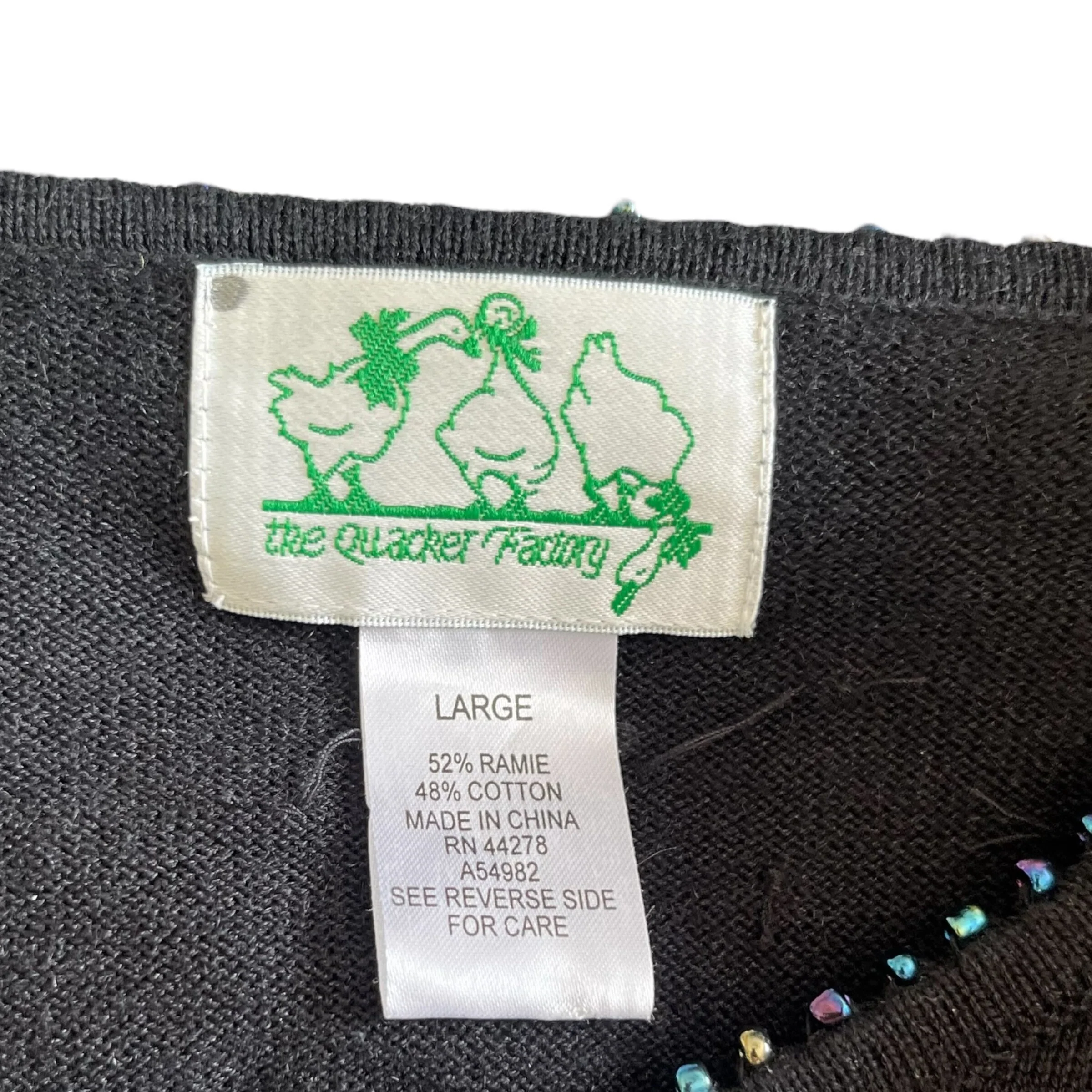 Vintage Quacker Factory Halloween Sweater 80s 90s Black Beaded Sequins Embroidered Appliqué Grandma Mom Teacher by Quacker Factory - Image 4
