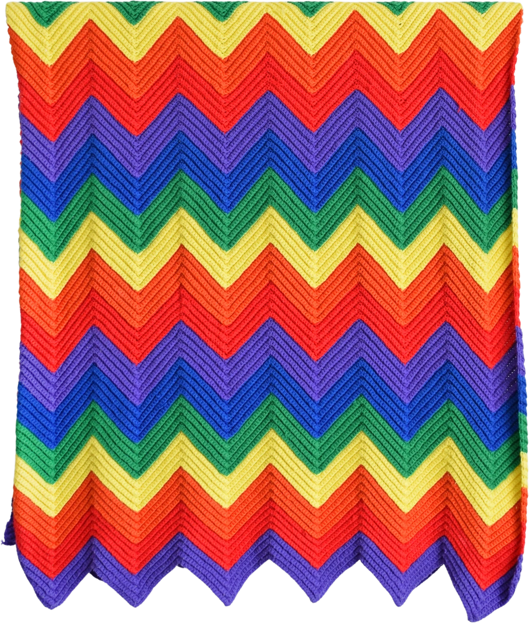 Vintage Rainbow Blanket 70s Rainbow Chevron Throw Blanket, Retro 70s Afghan Crochet Ripple Zig Zag Blanket