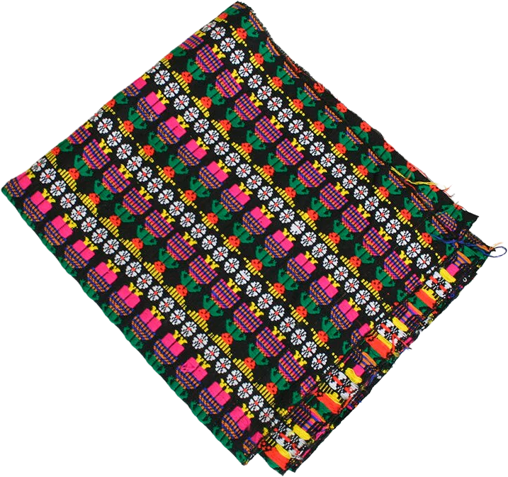 Vintage Rectangle Neon Vibrant Folk People Fabric Wall Hanging Flower 60s 70s