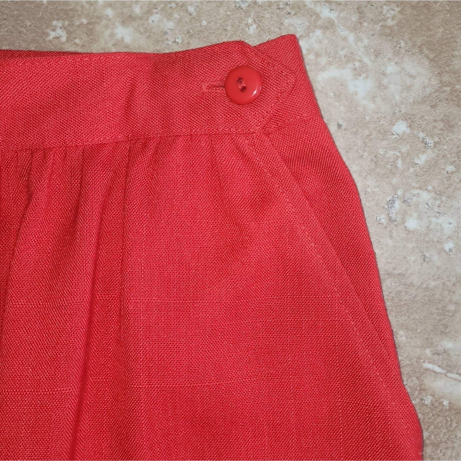 Vintage Red A-Line Skirt with Pockets and Waistband Button Detail - Size Xs - Image 7