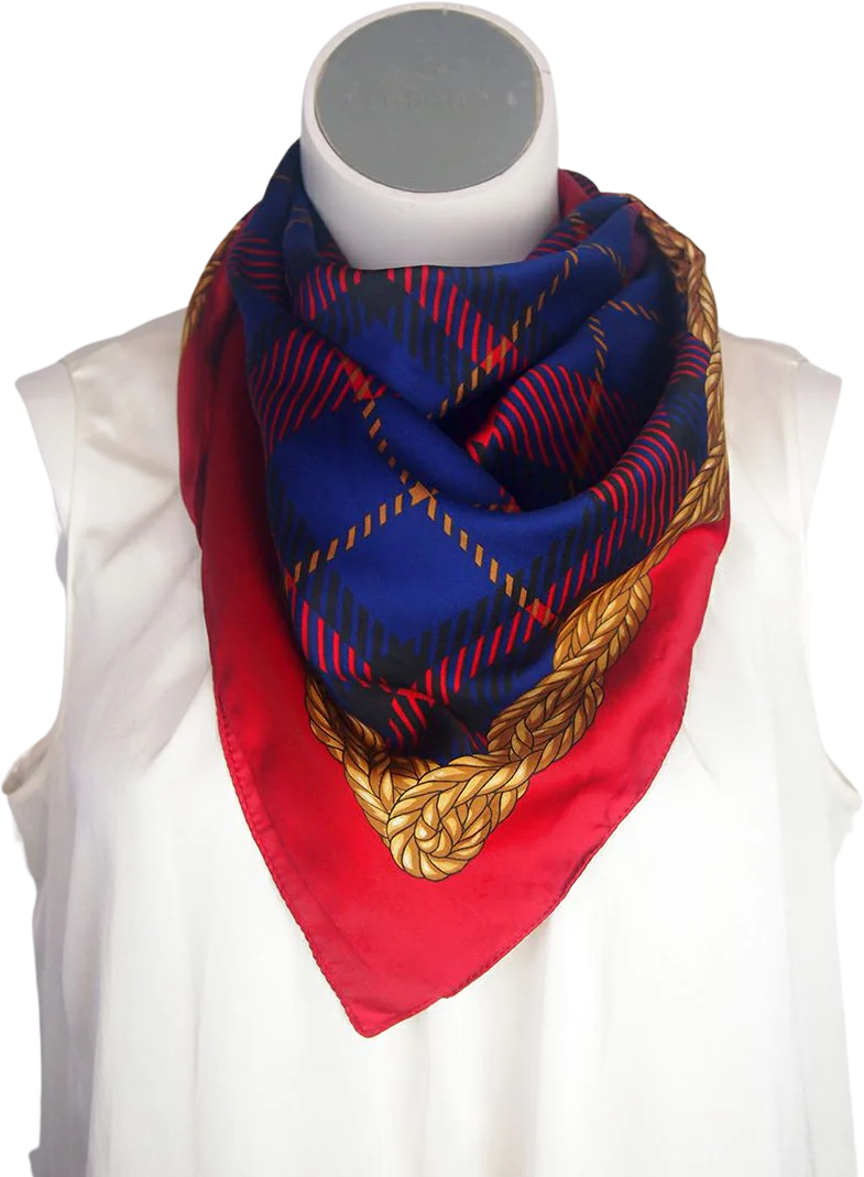 Vintage Red and Blue Plaid Scarf by Tie Rack