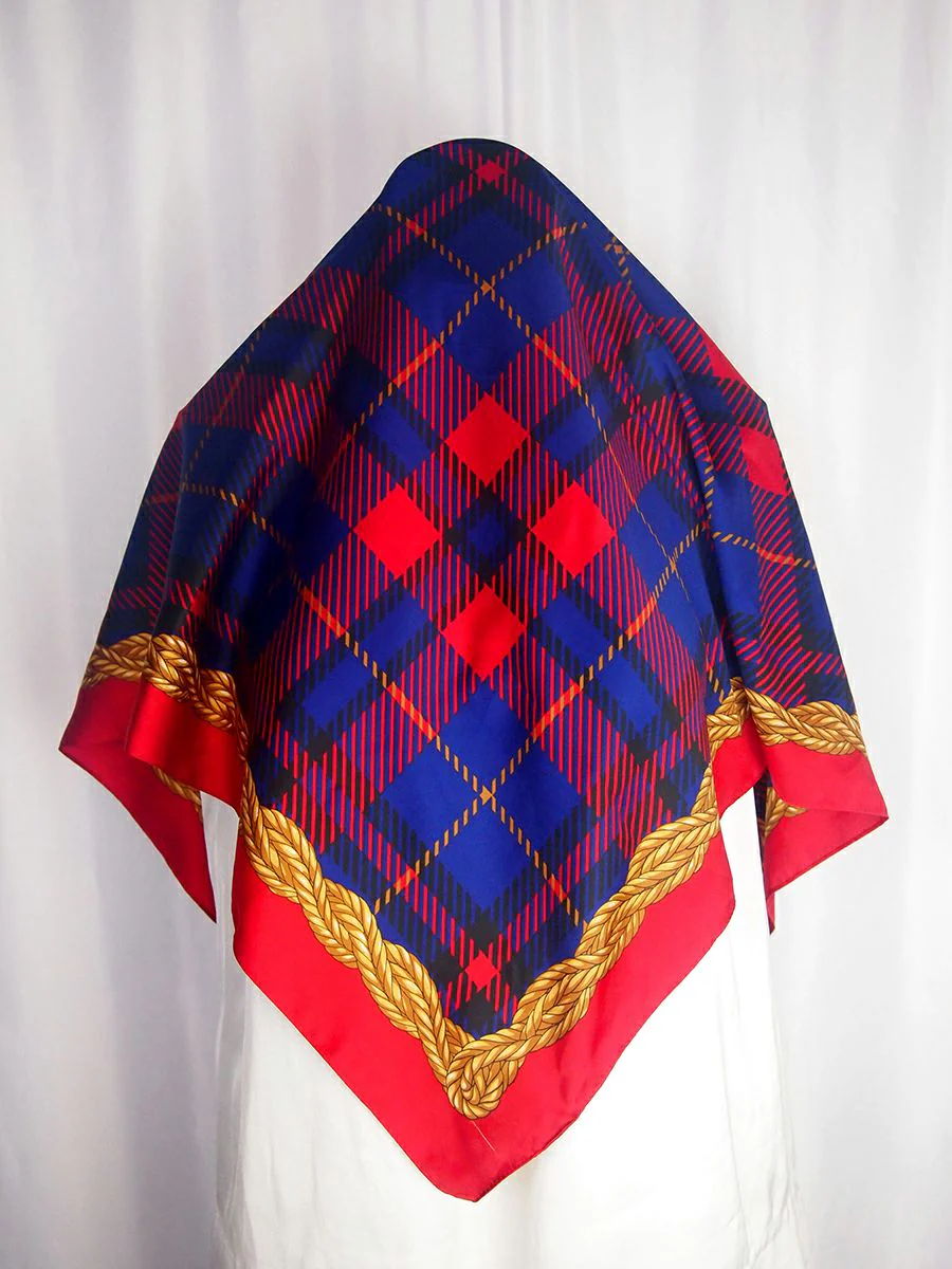 Vintage Red and Blue Plaid Scarf by Tie Rack - Image 2