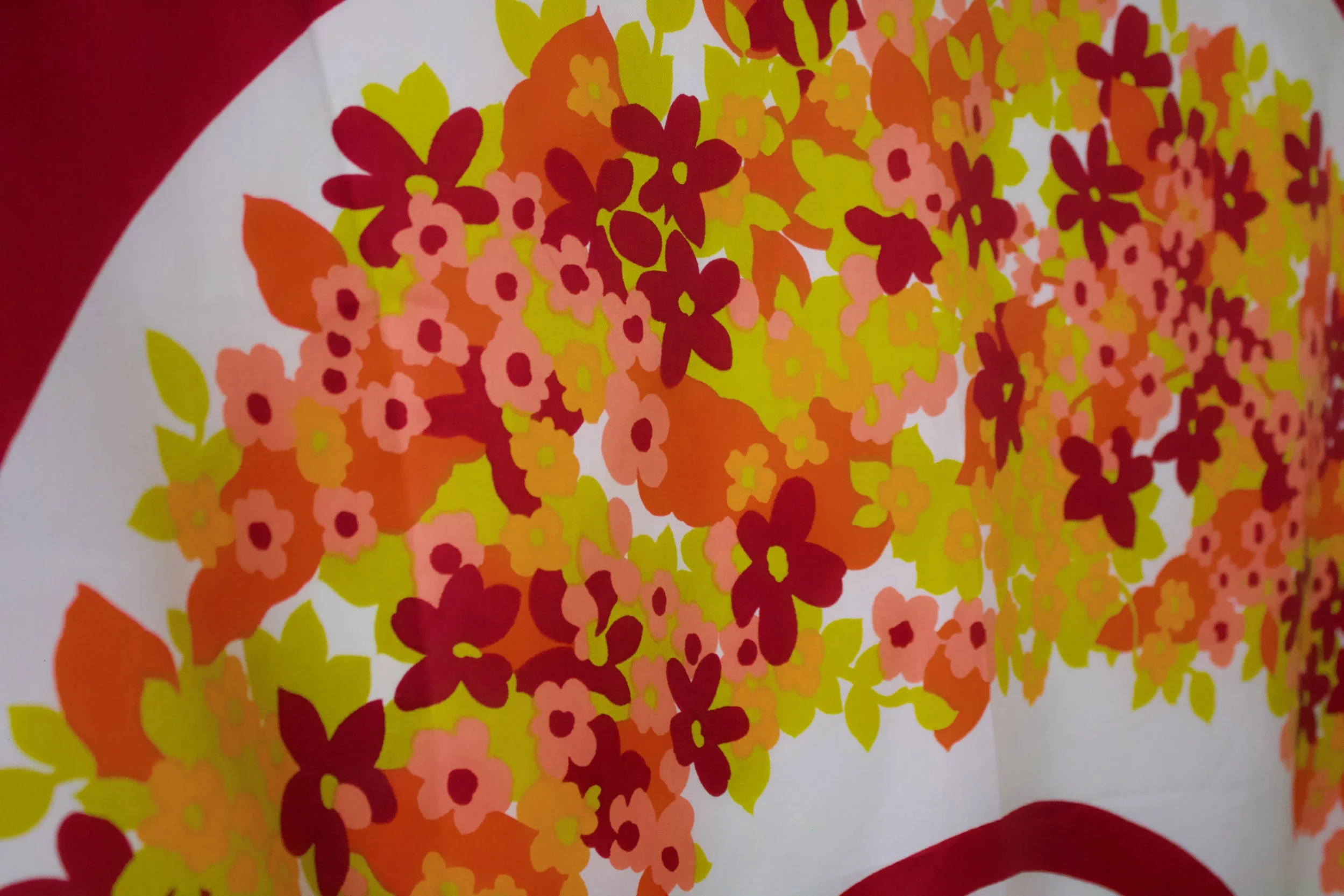 Vintage Red Floral Parasol Rayon Silk Scarf Shawl by Sally Gee - Image 5