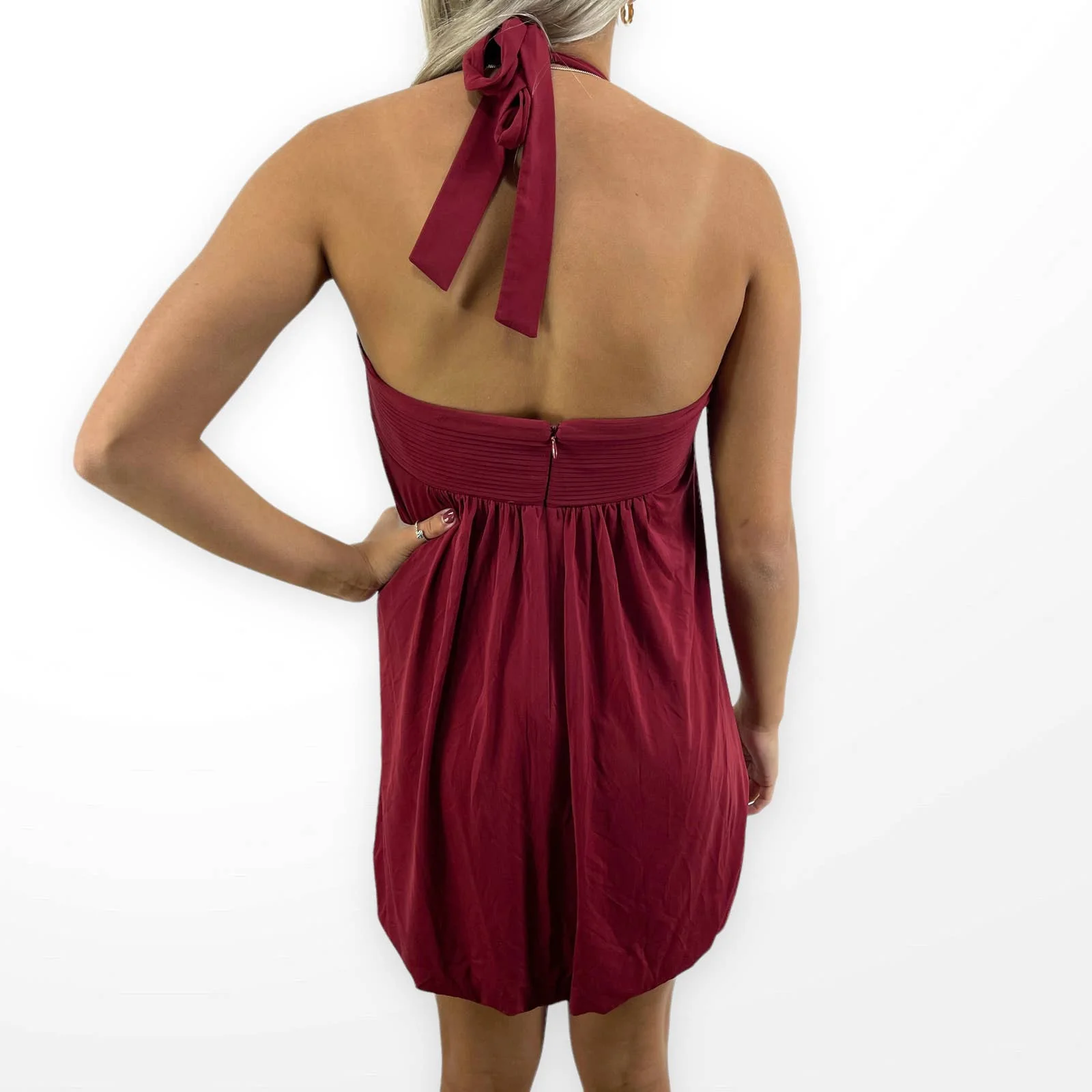 Vintage Red Halter Top Sweetheart Neckline Mini Dress by BCBGMAXAZRIA - Image 2