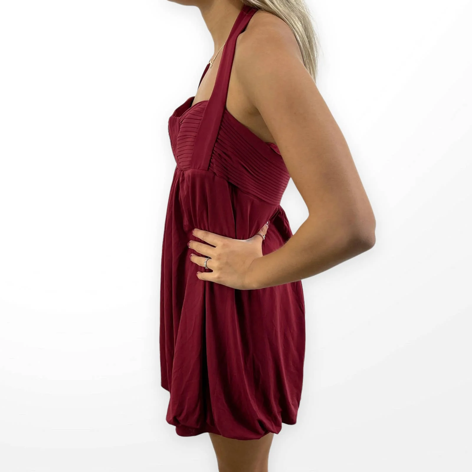 Vintage Red Halter Top Sweetheart Neckline Mini Dress by BCBGMAXAZRIA - Image 3