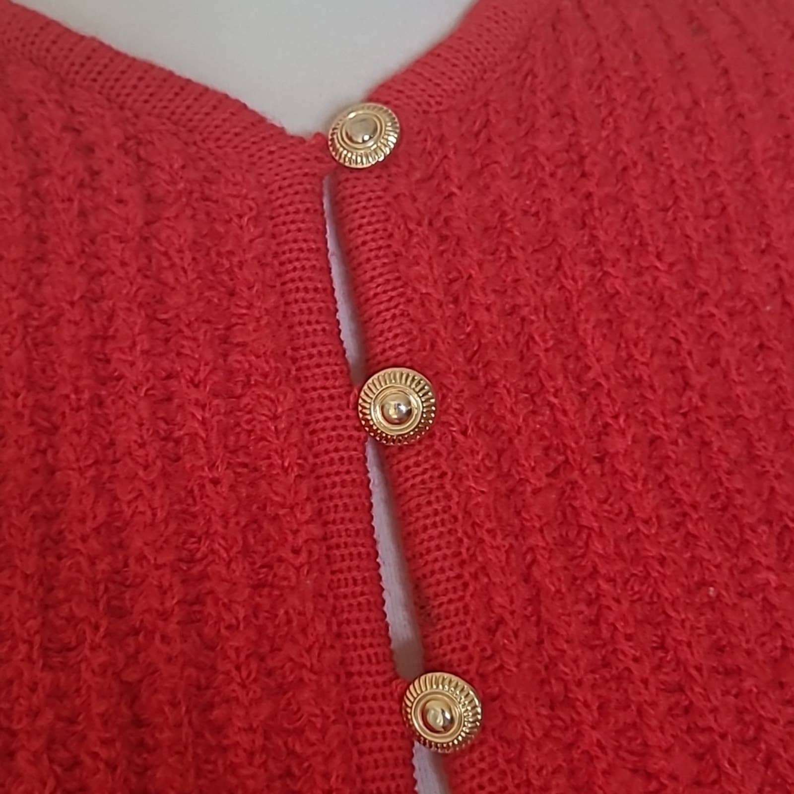 Vintage Red-Orange Ribbed Long-Sleeved Cardigansweater with Pockets - Sz M/l by Tanner - Image 5