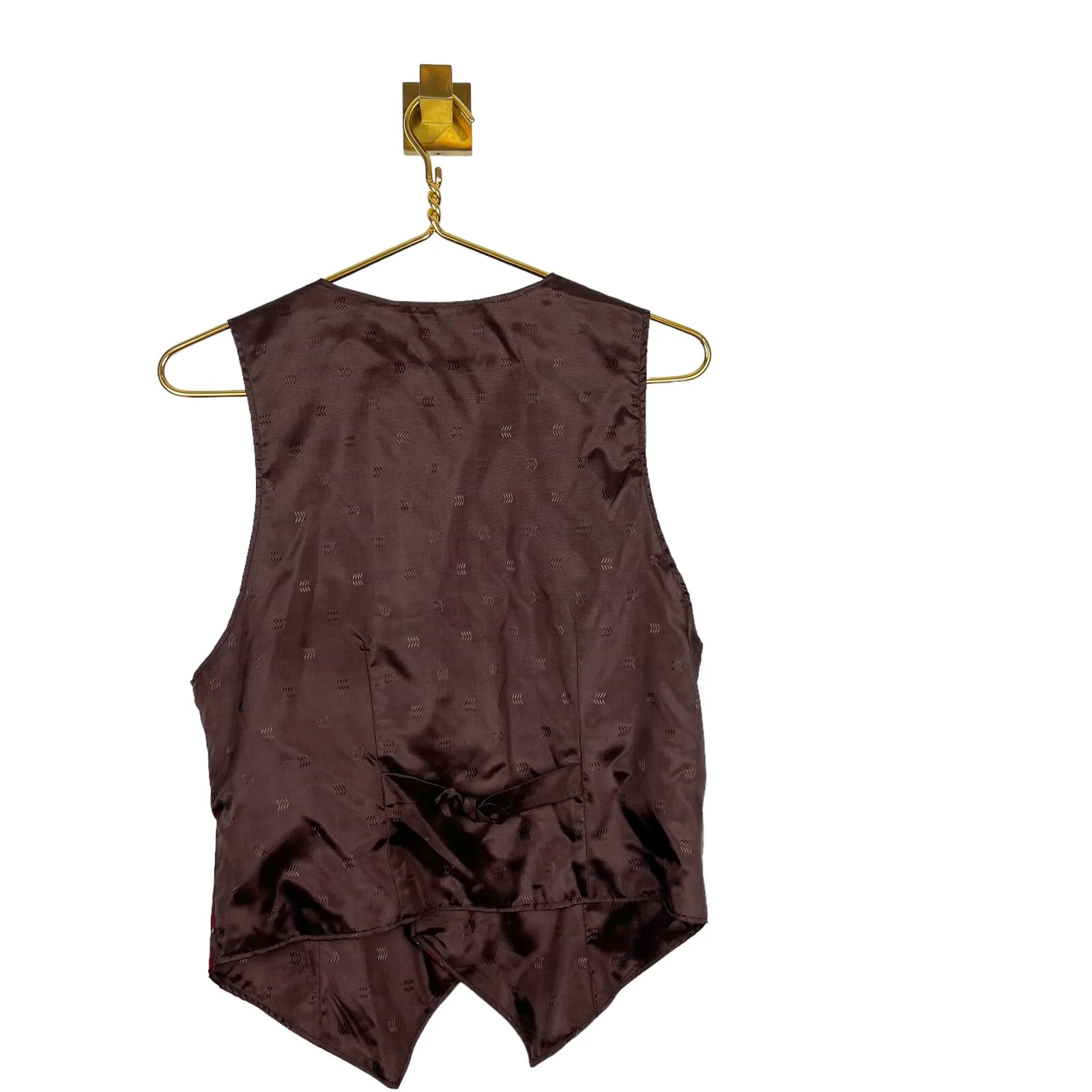 Vintage Red Plaid Belt Print Vest - Image 2