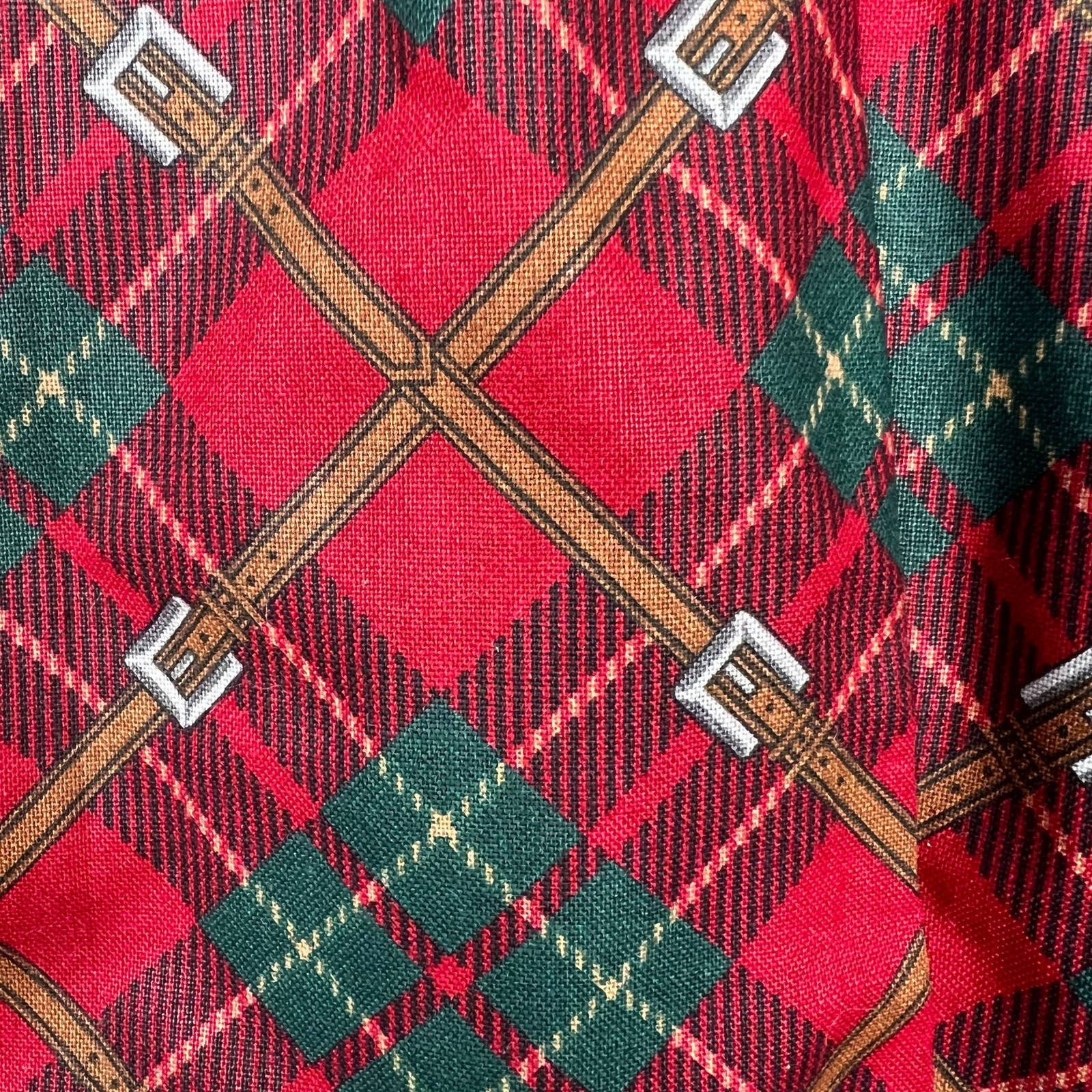 Vintage Red Plaid Belt Print Vest - Image 8