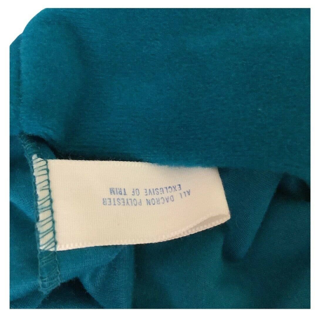 Vintage Robe 70s Medium 8 Housecoat Velour Button Up Green Blue Long by Vanity Fair - Image 6