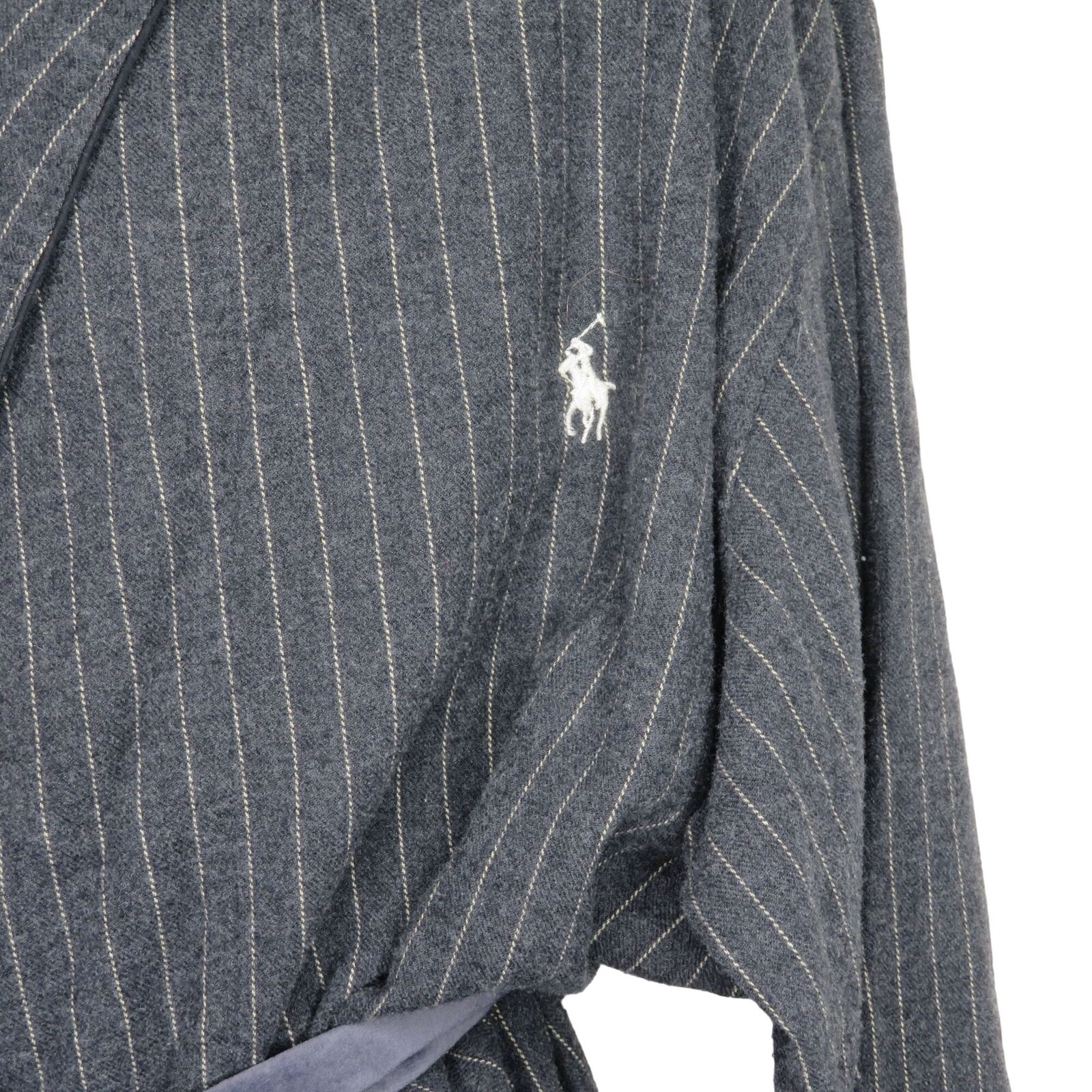 Vintage Robe Mens M Gray Pinstriped Cotton Belted Pockets by Ralph Lauren - Image 7