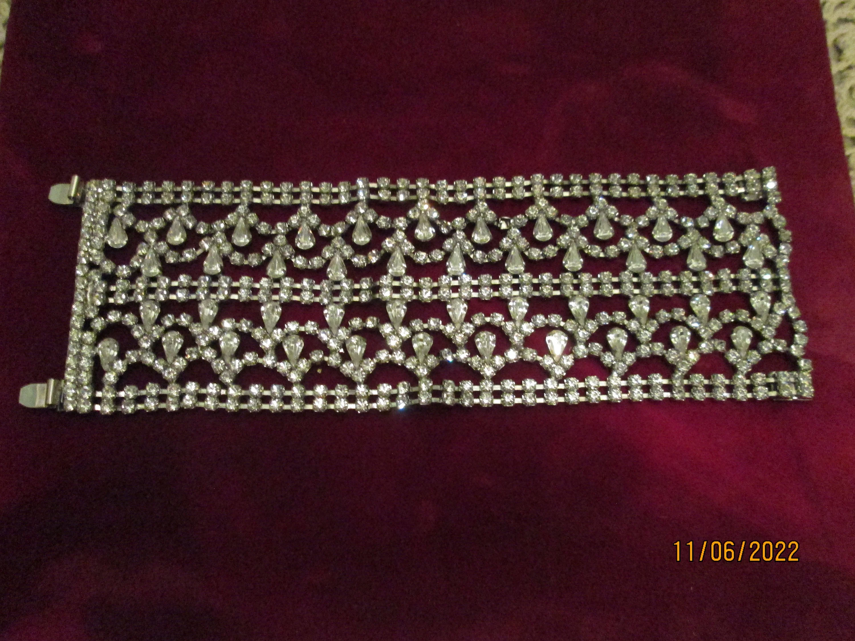 Vintage Roberta Chiarella Wide Rhinestone Bracelet 7 Row by Roberta Chiarella - Image 2