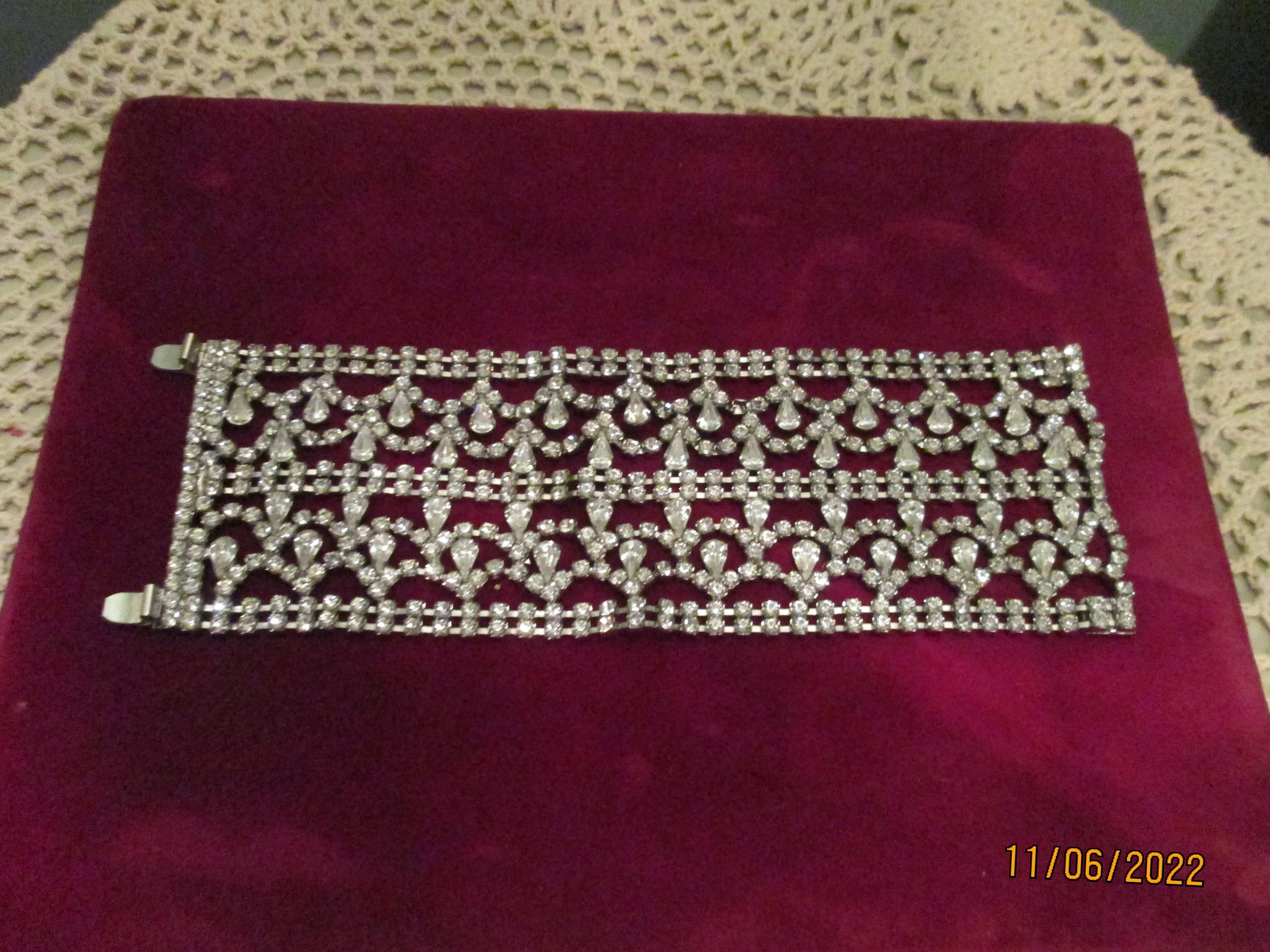 Vintage Roberta Chiarella Wide Rhinestone Bracelet 7 Row by Roberta Chiarella - Image 5
