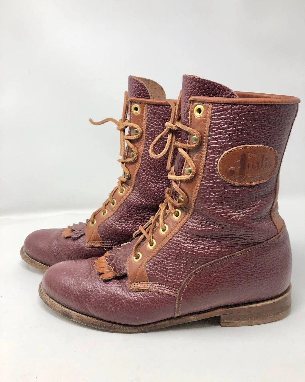Vintage Roper Brick and Brown Kiltie Boots Sz. 8b by Justin - Image 4