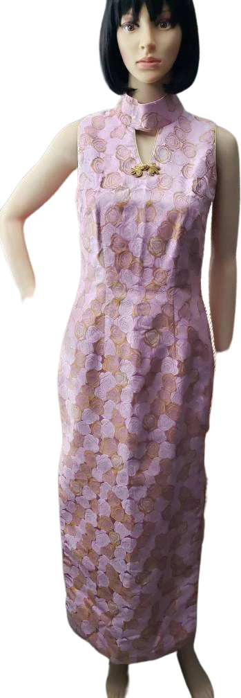 Vintage Rose Gold Brocade Cheongsam