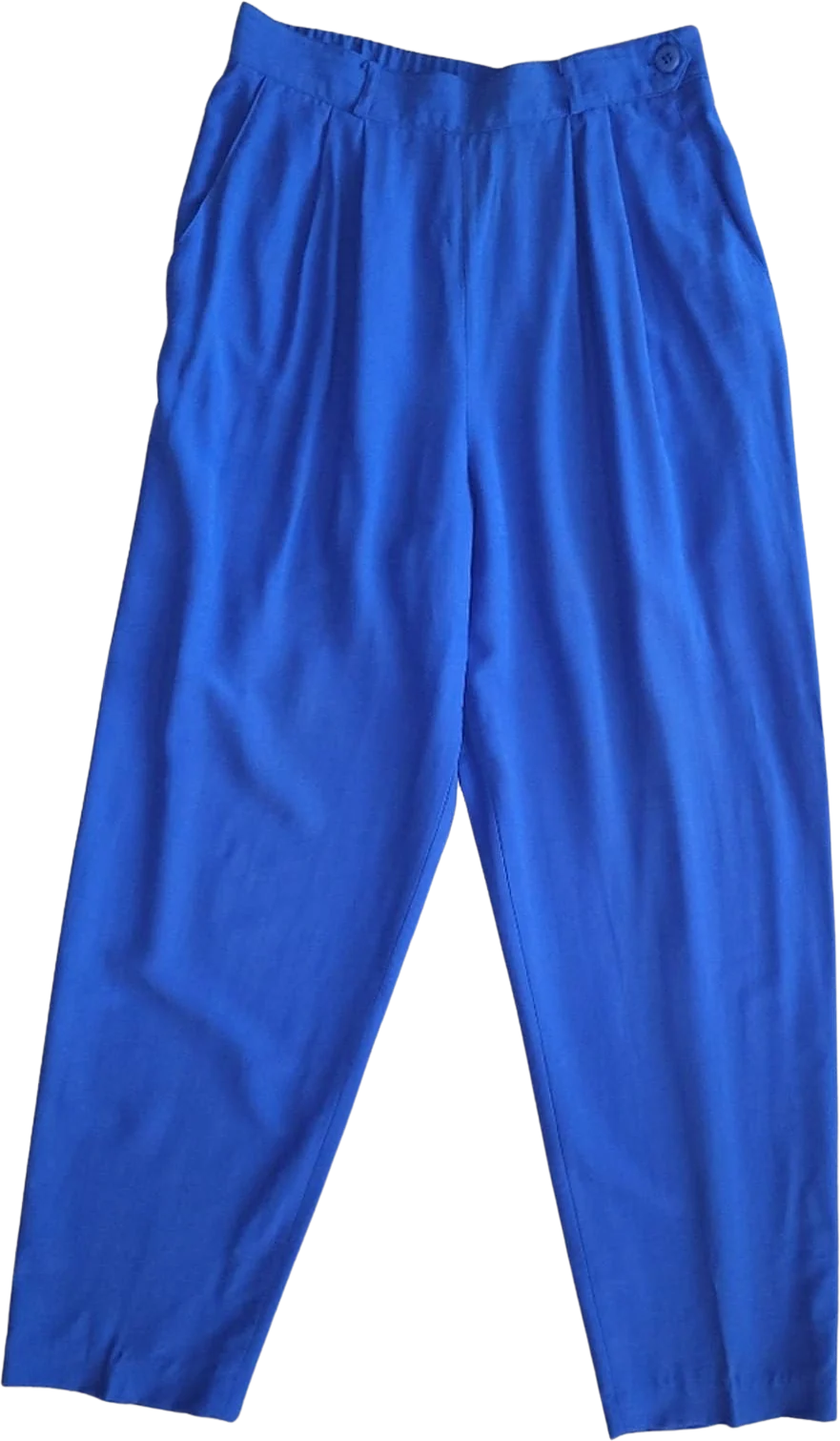 Vintage Royal Blue High Waist Straight Leg Pleat Front Pants by Gregge