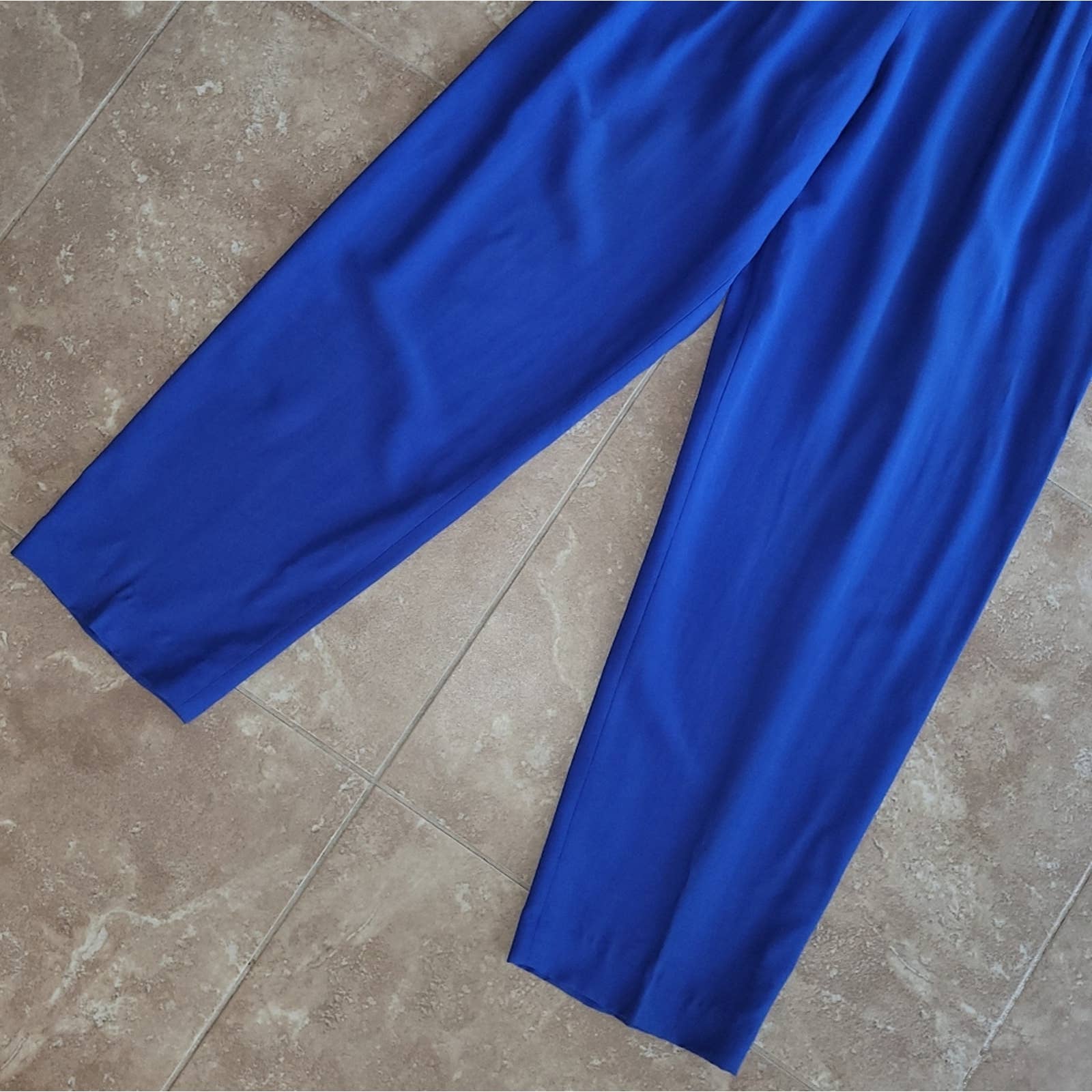 Vintage Royal Blue High Waist Straight Leg Pleat Front Pants by Gregge - Image 5