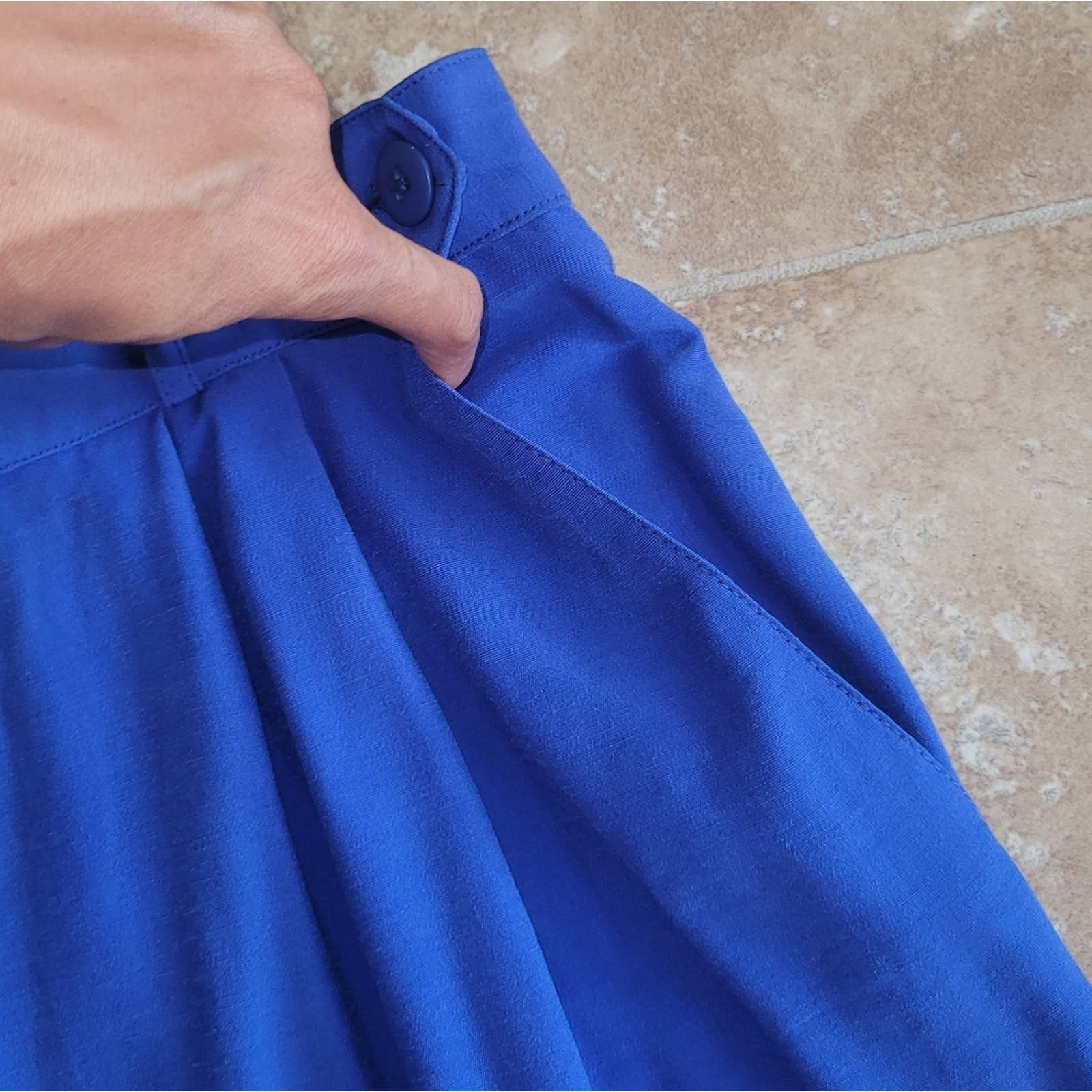 Vintage Royal Blue High Waist Straight Leg Pleat Front Pants by Gregge - Image 6
