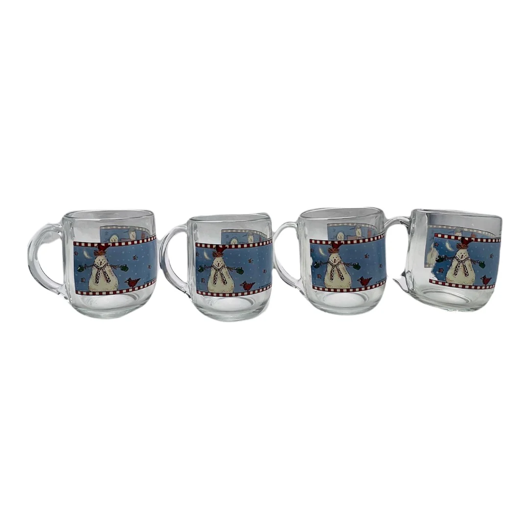 Vintage Sakura Magic of Santa and Snowman Debbie Mum Glass Mug Set of 8 by Debbie Mum - Image 2