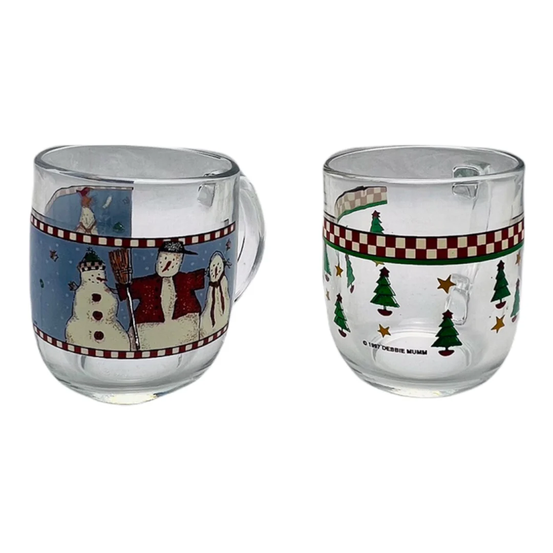 Vintage Sakura Magic of Santa and Snowman Debbie Mum Glass Mug Set of 8 by Debbie Mum - Image 5