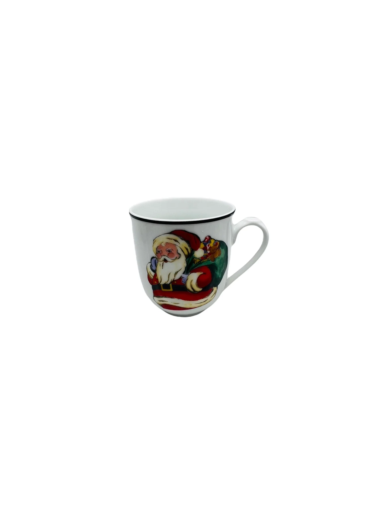 Vintage Santa Mugs Ceramic Set of 3 Santas Toy Bag by Linens And Things - Image 3