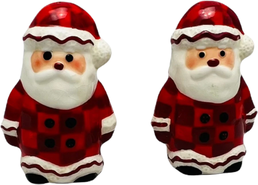 Vintage Santas Salt and Pepper Ceramic Set Holiday Euc 3. 5 Inches by 2. 5 Inch Wide