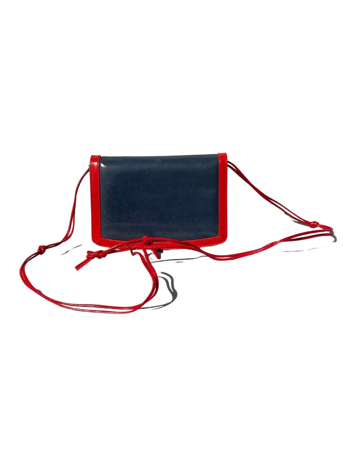 Vintage Santi Canada Small Red and Blue Shoulder Bag Purse Handbag 70s Original Design Double Knotted Strap by Santi - Image 3