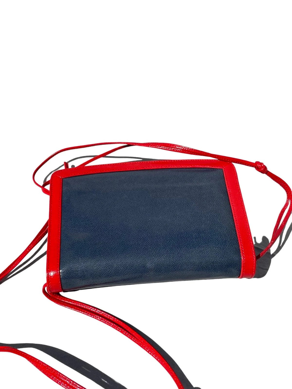 Vintage Santi Canada Small Red and Blue Shoulder Bag Purse Handbag 70s Original Design Double Knotted Strap by Santi - Image 4