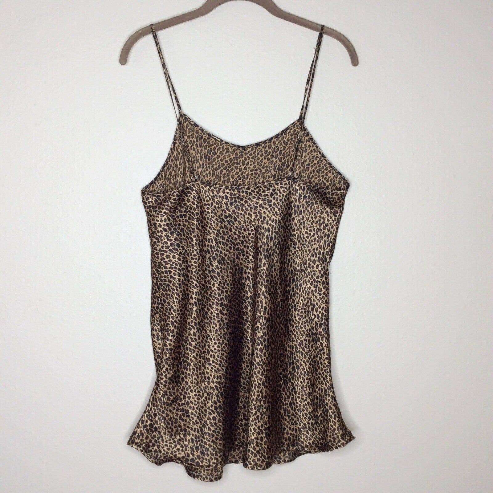 Vintage Satin Chemise Nightie Slip 80s 90s Leopard Animal Print Bow Trim Grunge by Cinema Etoile - Image 3