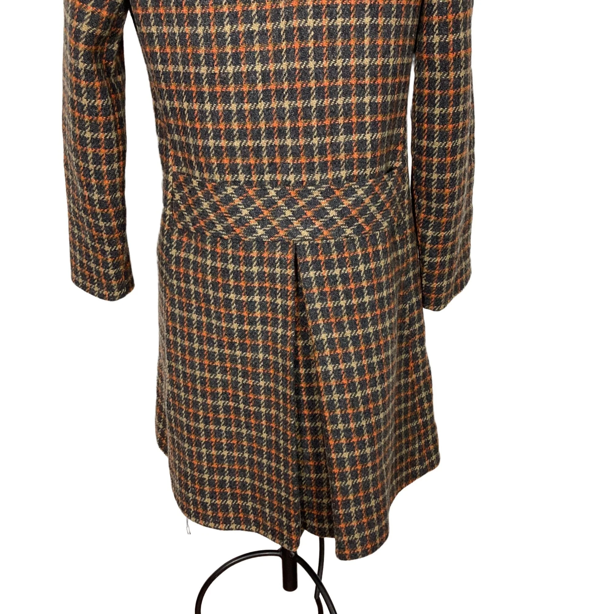 Vintage Sears Junior Bazaar Winter Coat Womens Medium Gray Orange Plaid 70s by Sears - Image 6