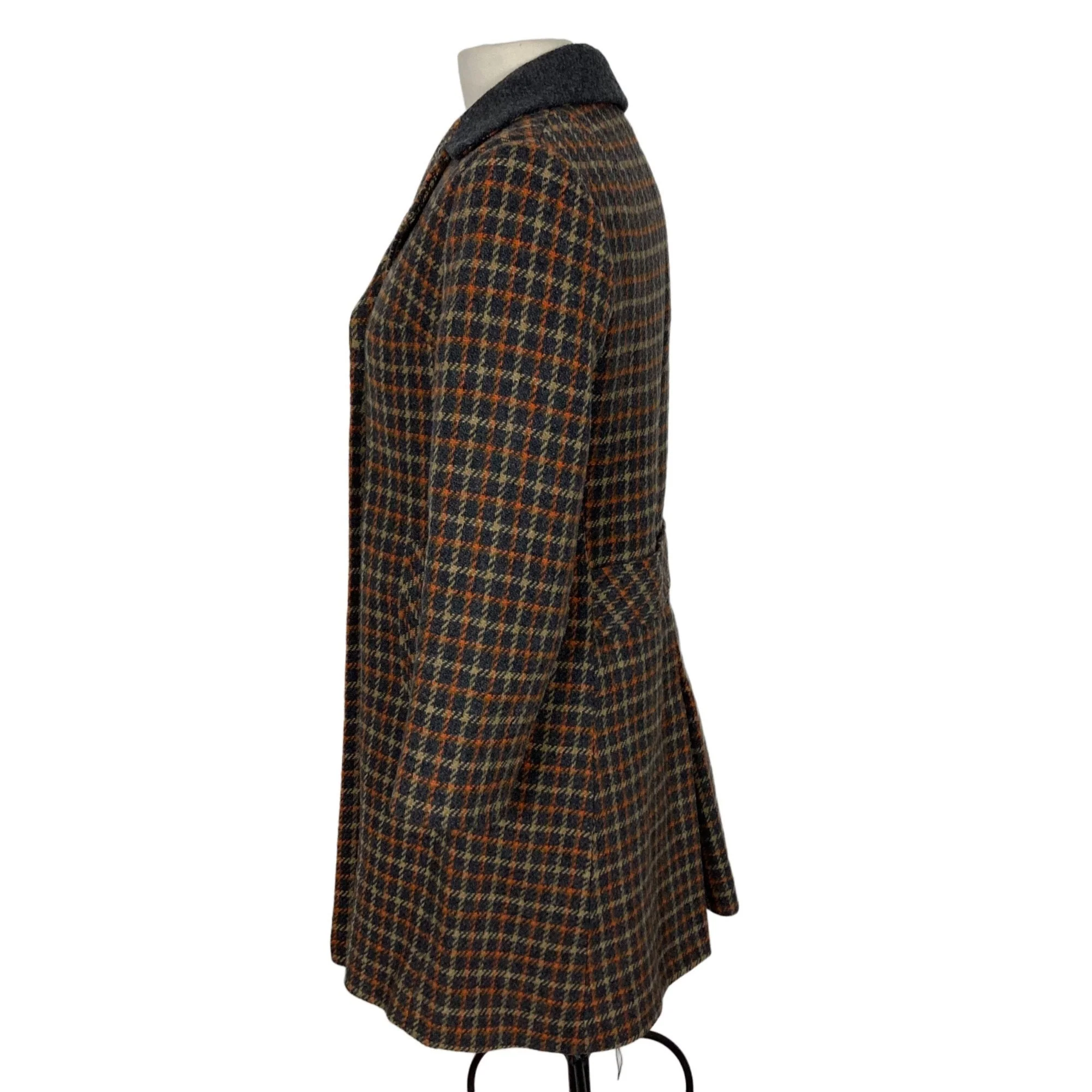 Vintage Sears Junior Bazaar Winter Coat Womens Medium Gray Orange Plaid 70s by Sears - Image 7