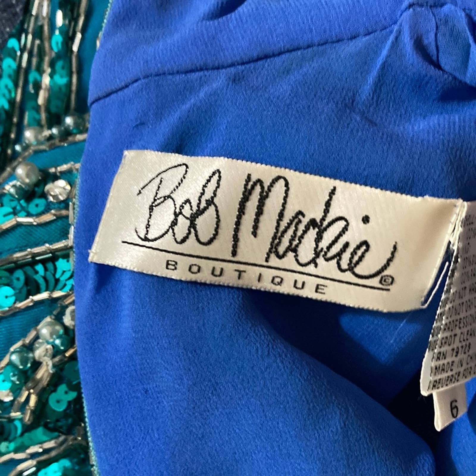 Vintage Sequin Beaded Silk Glam Party Dress 6 Fancy Dressy Formal by Bob Mackie - Image 7