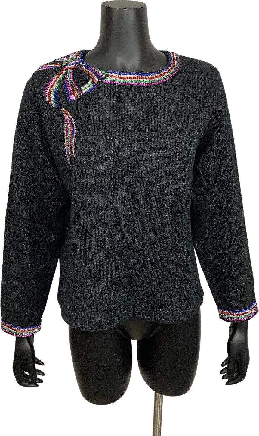 Vintage Sequin Sweater 90s Rainbow Pullover Design Options Philip Jane Gordon L by  Philip Jane Gordon