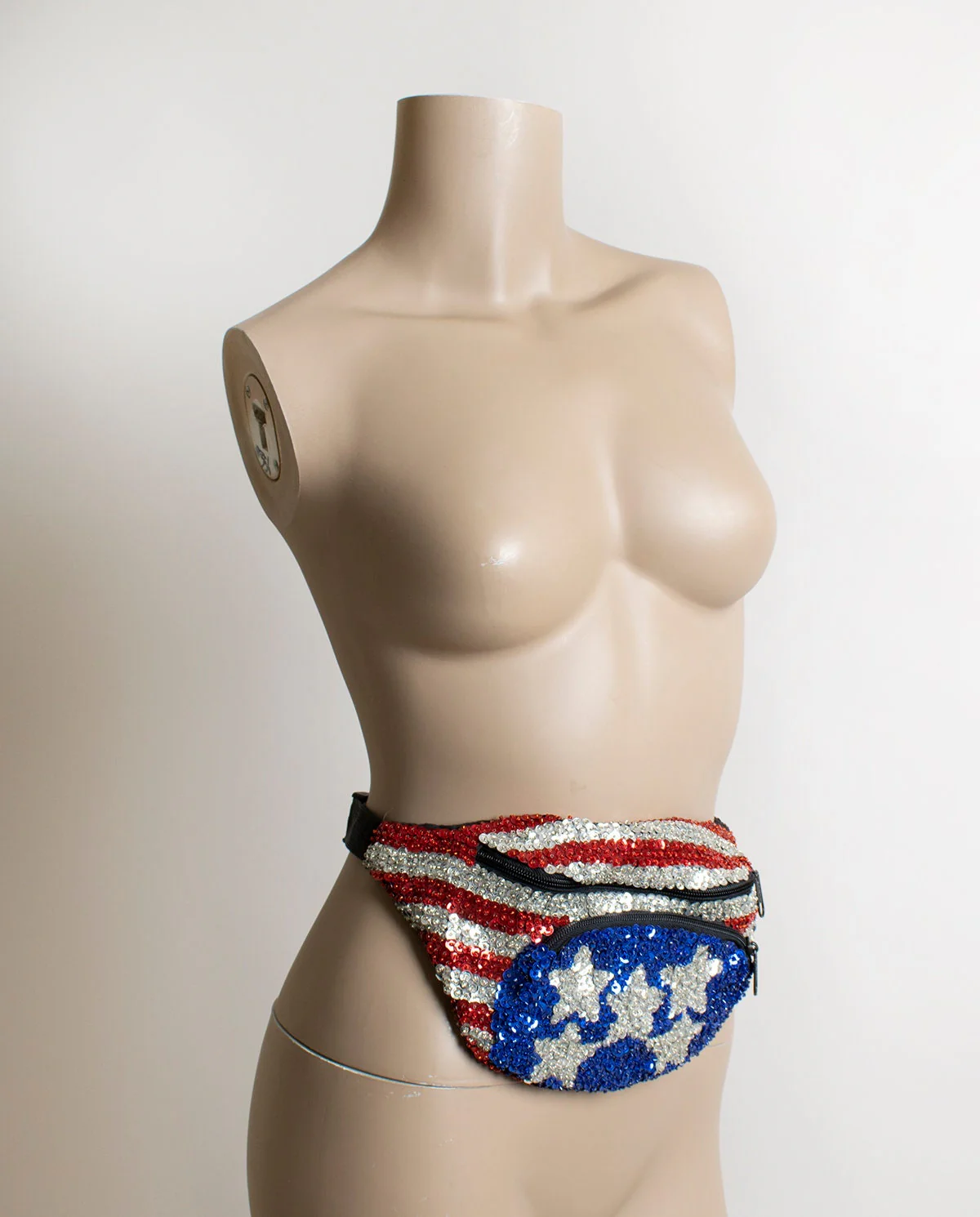 Vintage Sequined Red White Blue Stars and Stripes Fanny Pack - Image 4
