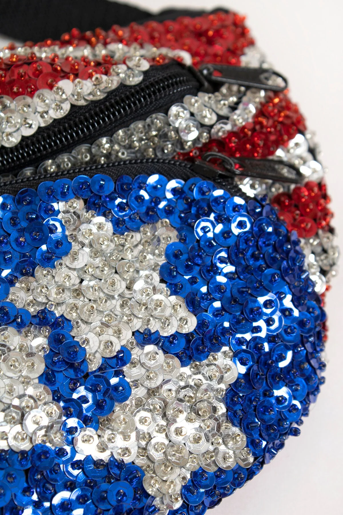 Vintage Sequined Red White Blue Stars and Stripes Fanny Pack - Image 8