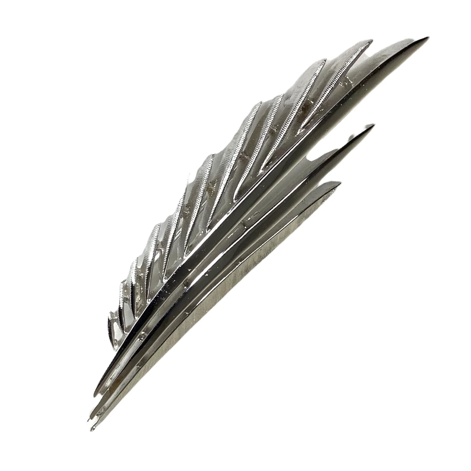 Vintage Set Clip Earrings Brooch Feather Silver Tone Crown Logo 50s 60s by Trifari - Image 4