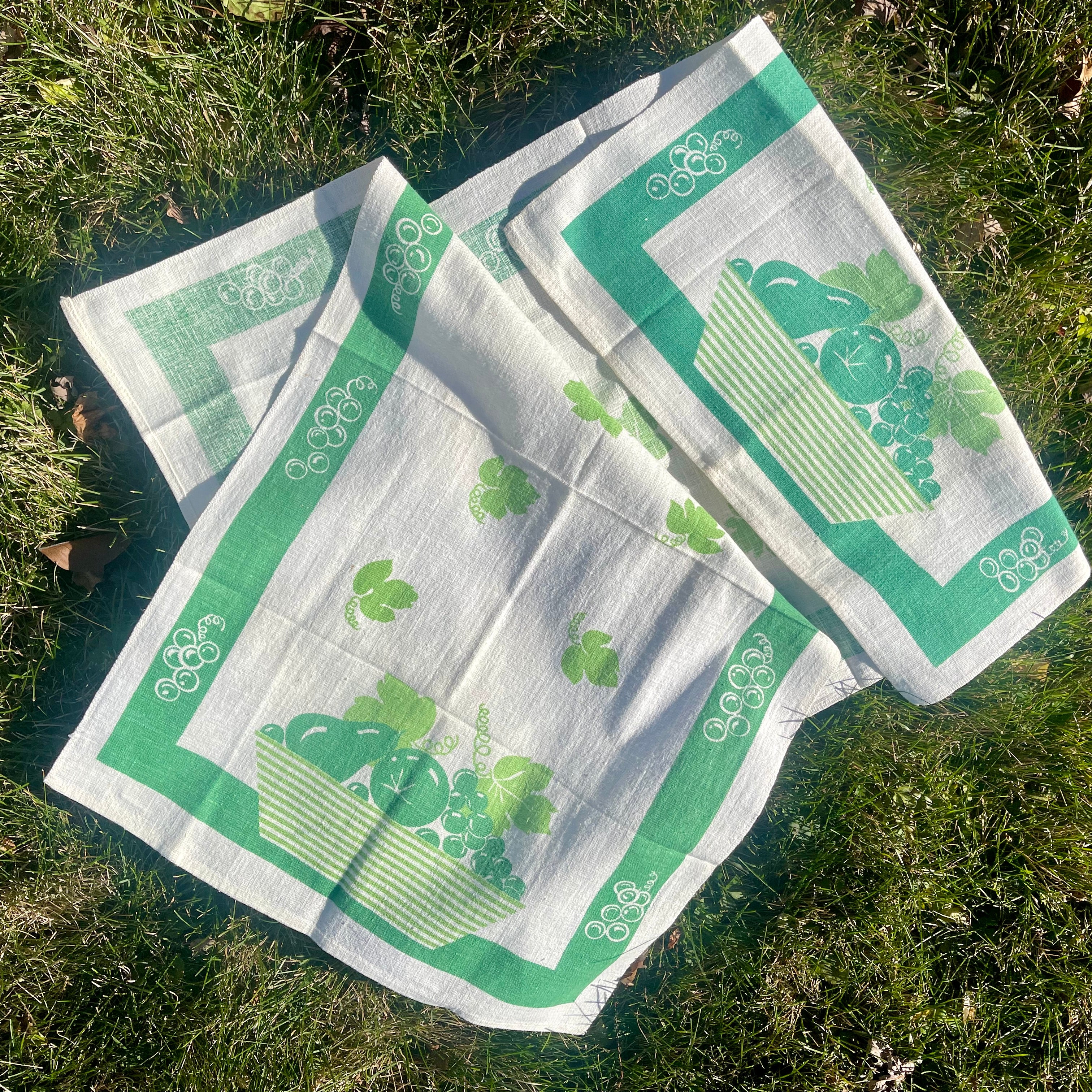Vintage Set Of 2 Green Tea Towels By Cannon - Image 3