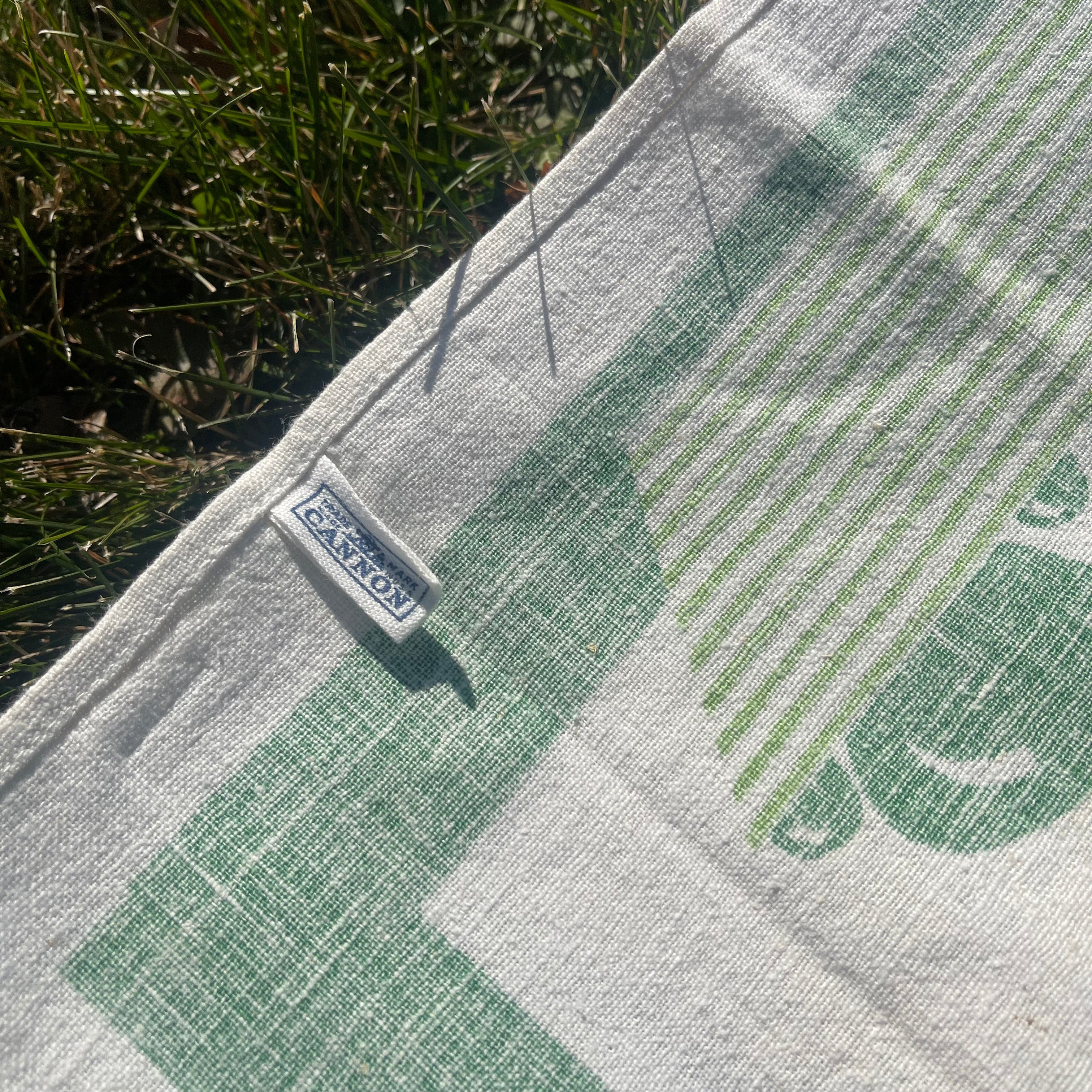 Vintage Set Of 2 Green Tea Towels By Cannon - Image 4