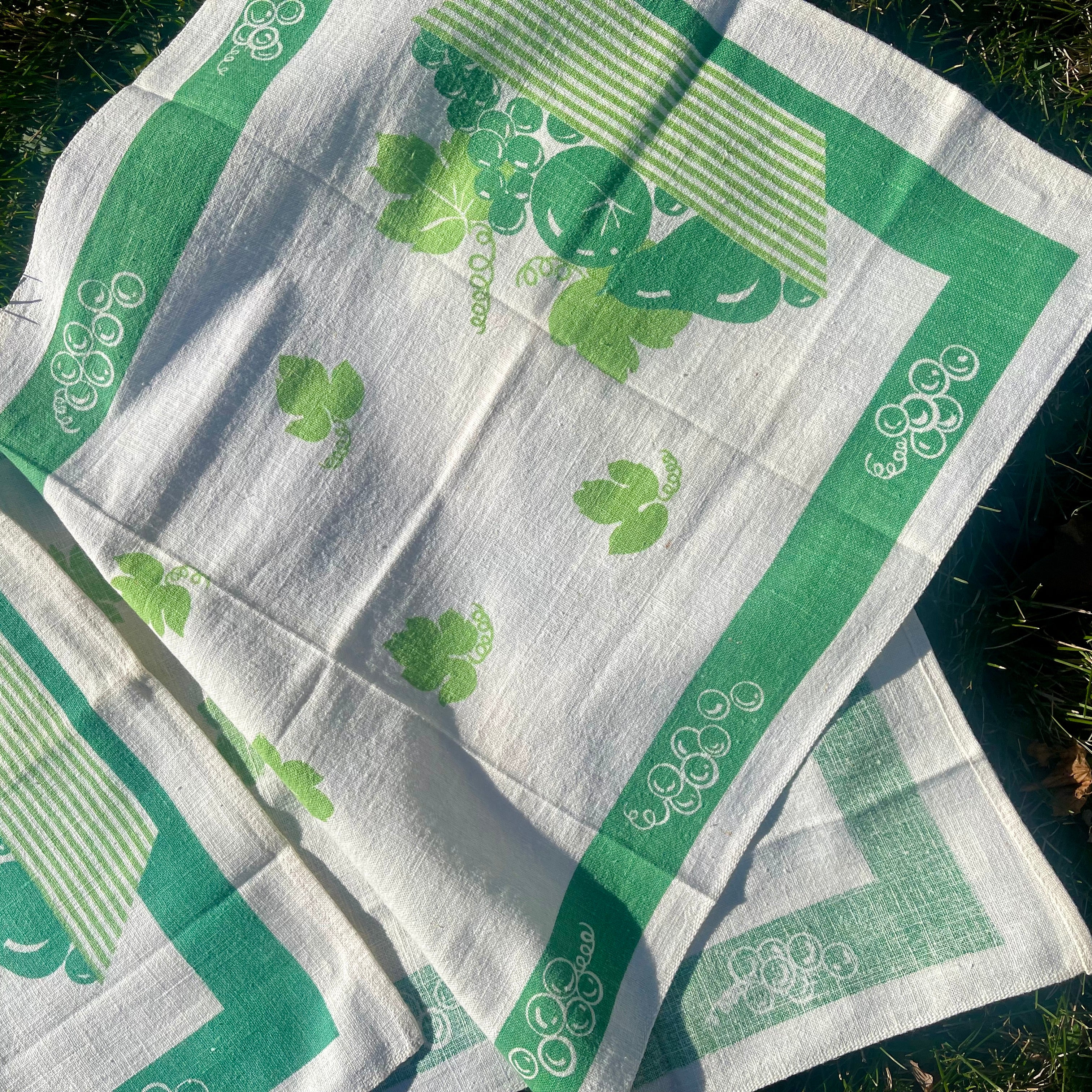Vintage Set Of 2 Green Tea Towels By Cannon - Image 7