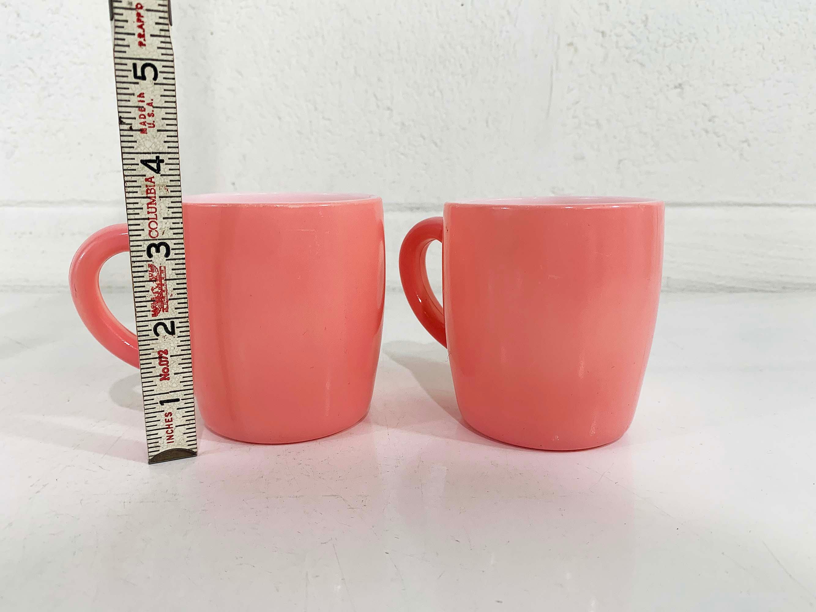 Vintage Set of 2 Hazel Atlas Pink Mugs Crinoline Mug Pair Retro Baby Pink 50s - Image 7