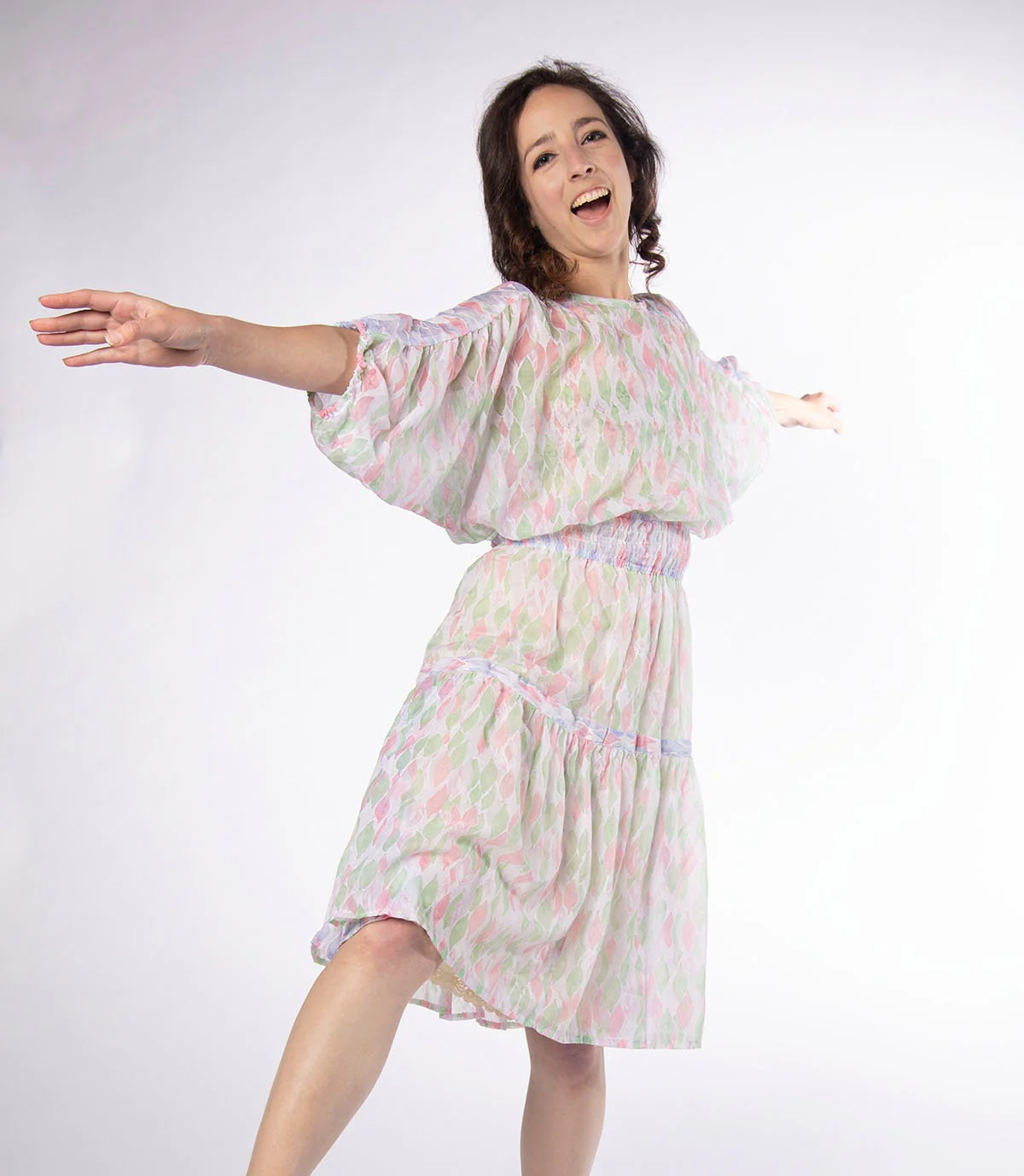 Vintage Sheer Floral Print Dress Small Medium - Image 8