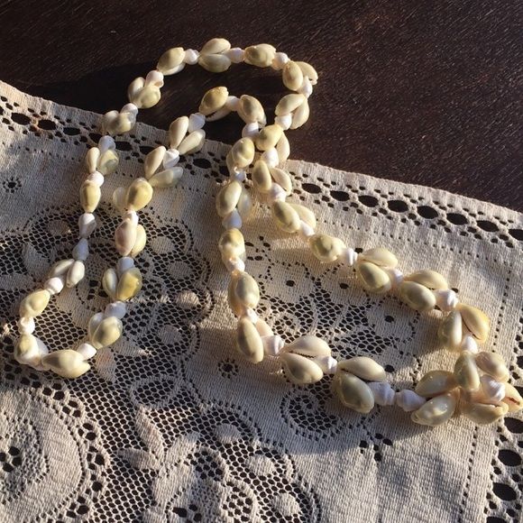 Vintage Shell Necklace Double Strung Polished Graduated 30” by Cowrie and Conch - Image 2